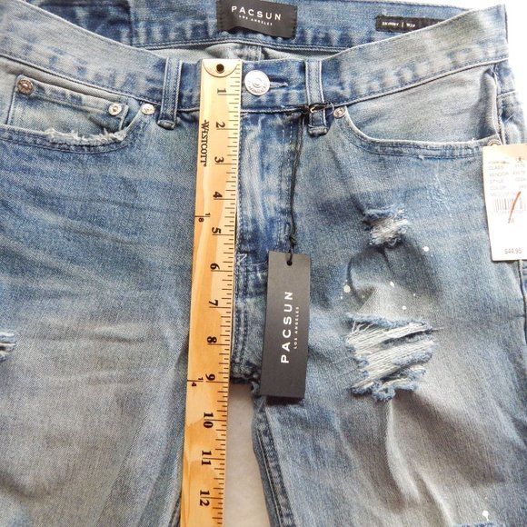 Jean Shorts Mens 28 PacSun Cut Off Distressed Denim Blue - Picture 8 of 10
